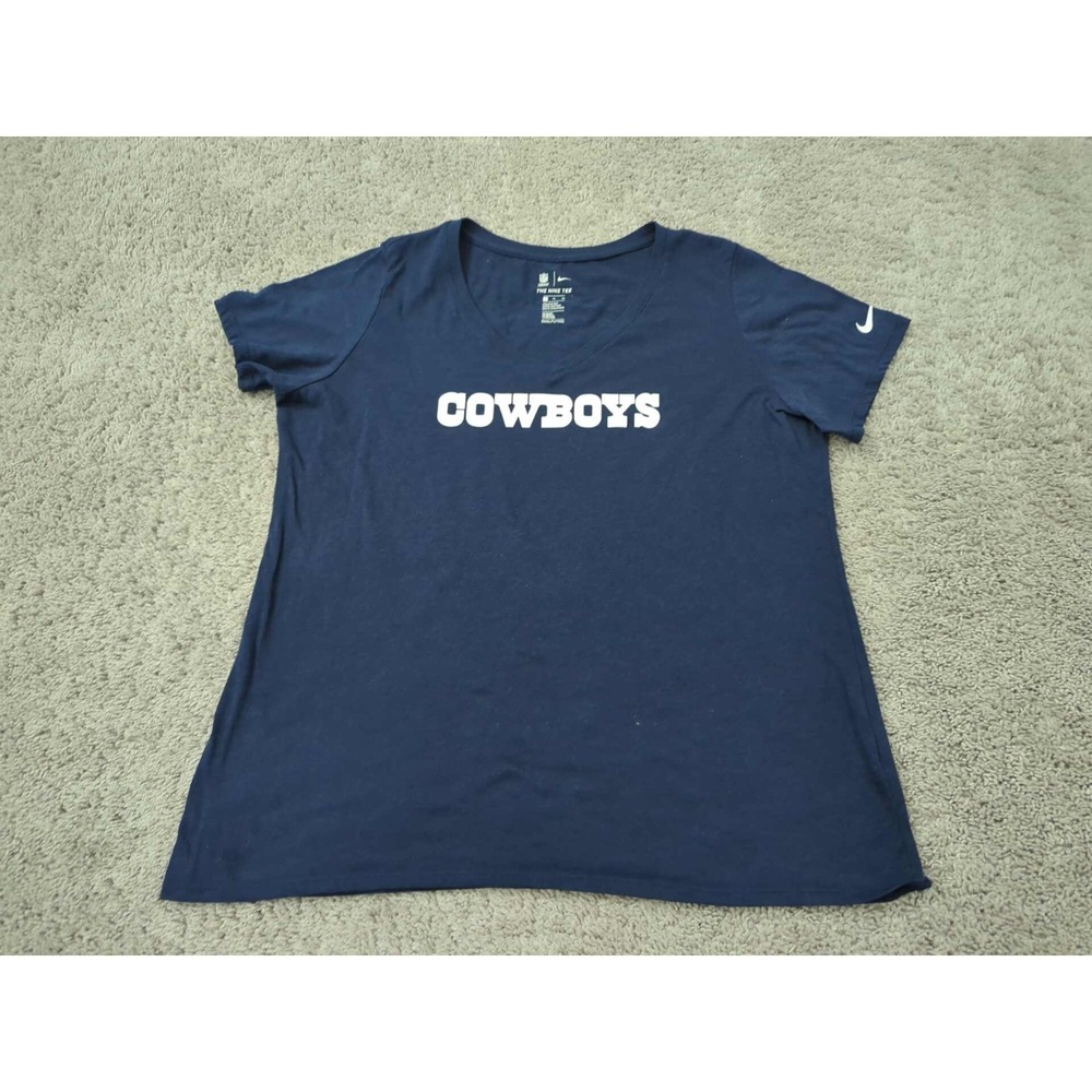 Dallas Cowboys T Shirt Womens XL V-Neck Short Sleeve NFL The Nike Tee Blue